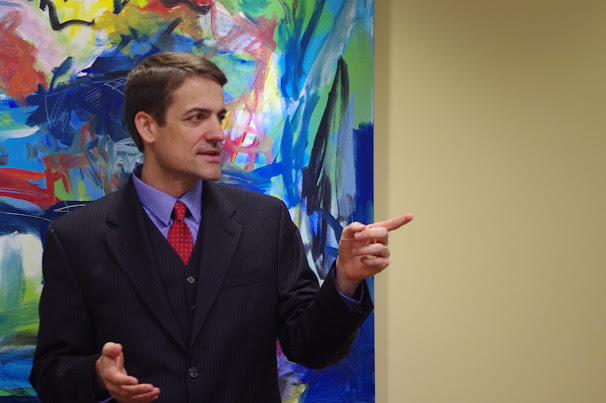 Making a point with a little color in the background.